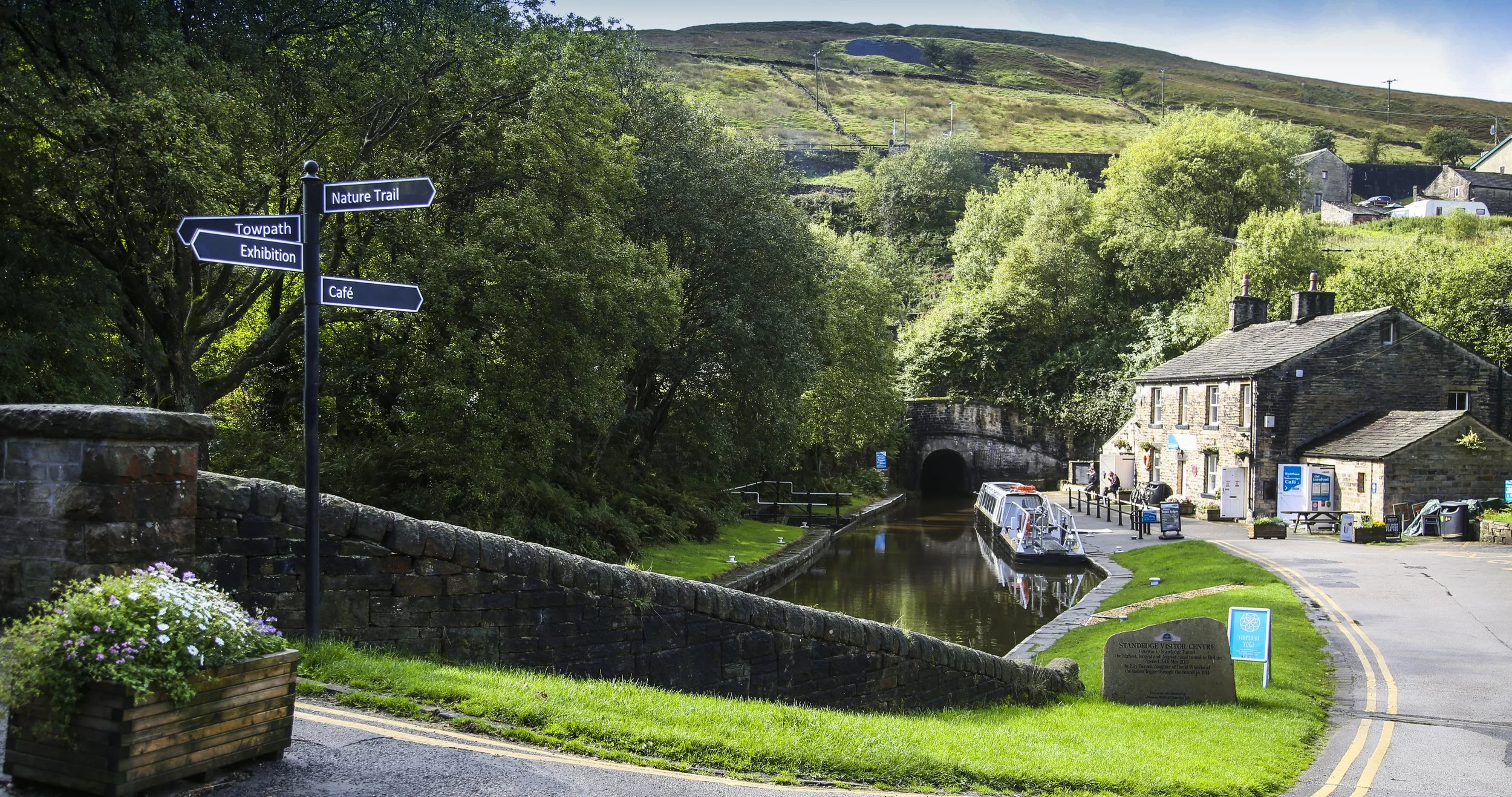 The Canal and River Trust boat at Tunnel End in Marsden, West Yorkshire.