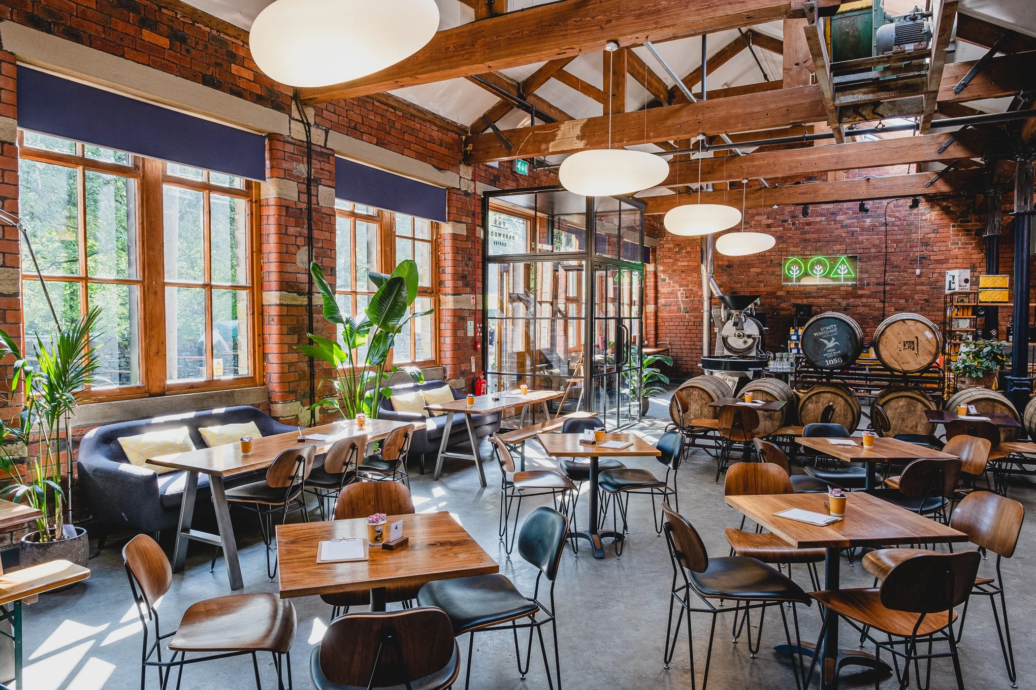 The cafe area inside Dark Woods Coffee Roastery.