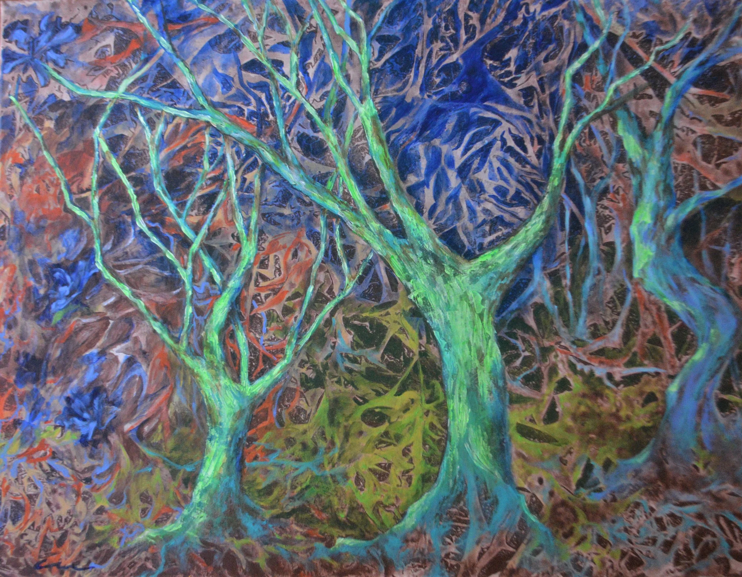 "Resistance". Pintura acrílica sobre tela, 70 x 90 cm, 2023. Cláudia Matoos.