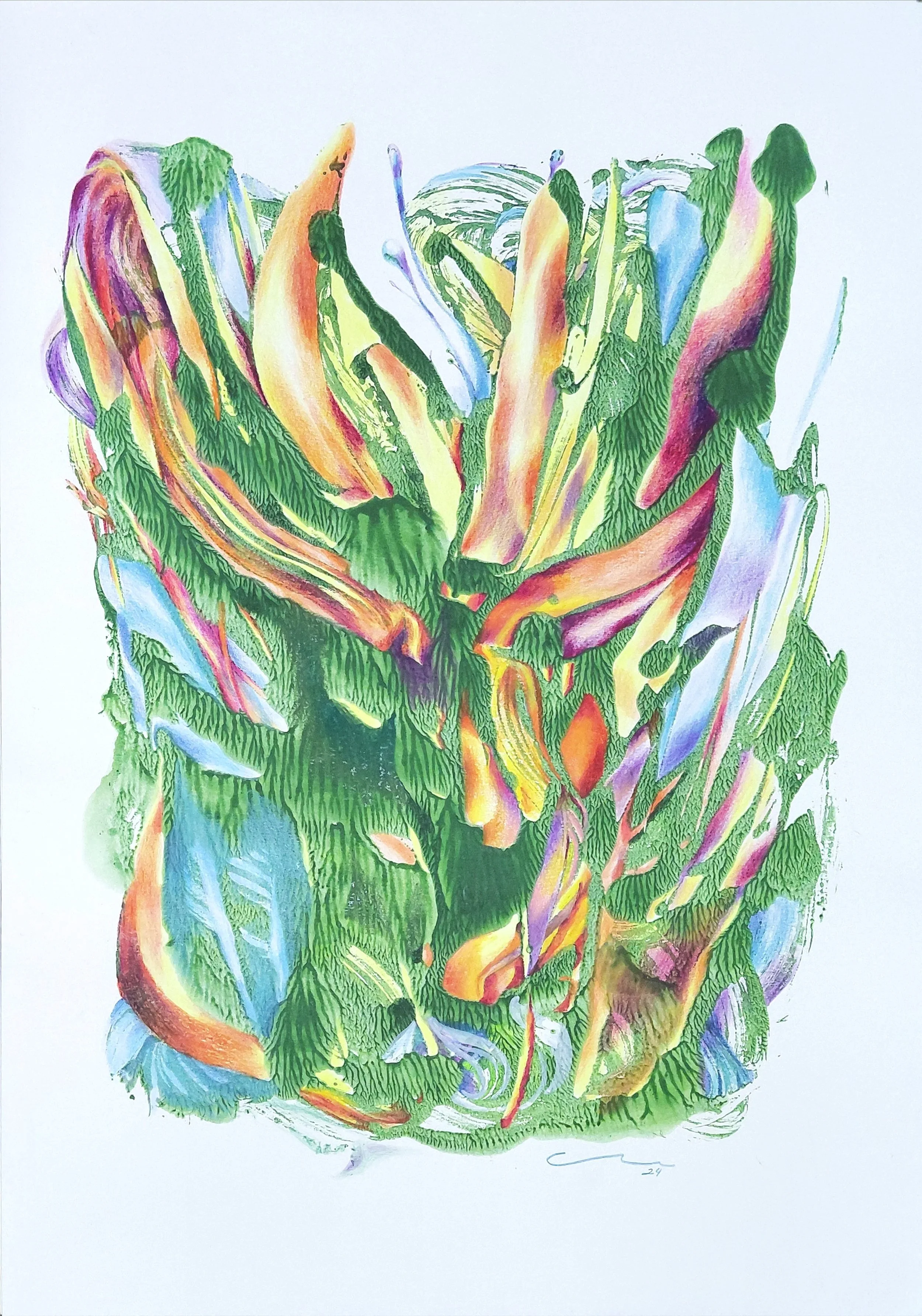 "Série Amazônia Secreta". Desenho 2. Técnica mista sobre papel, 59,5 x 42 cm, 2025. Cláudia Matoos.