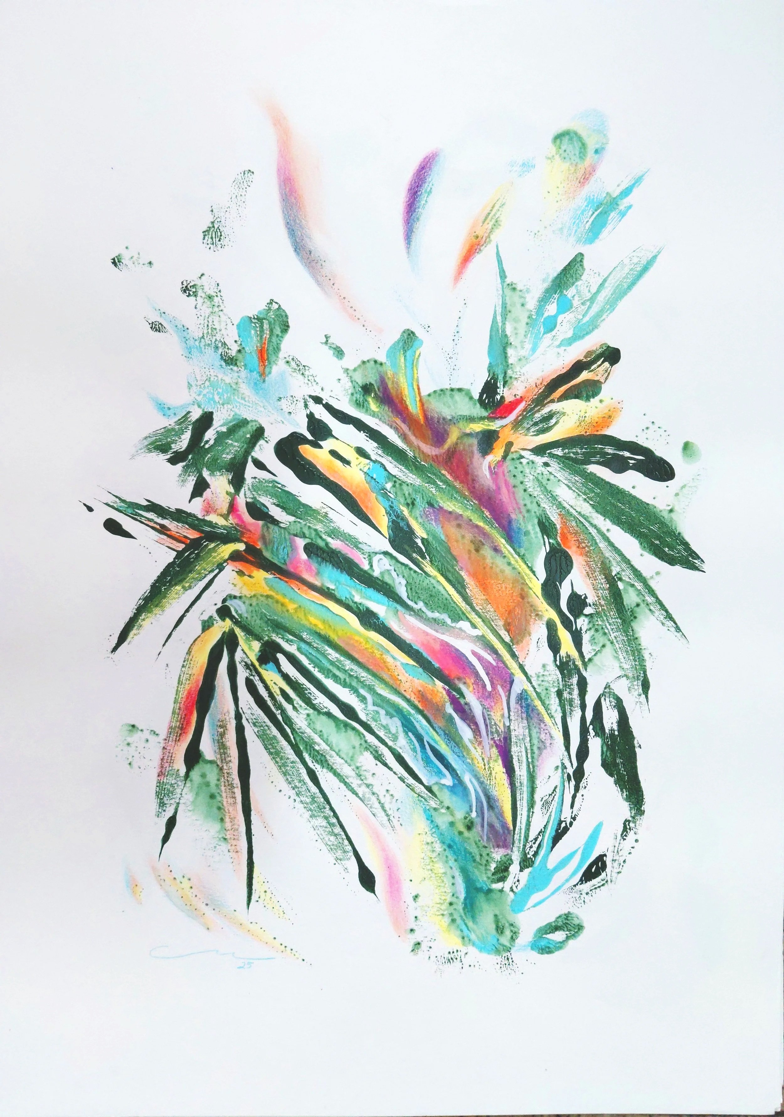 "Série Amazônia Secreta". Desenho 9. Técnica mista sobre papel, 59,5 x 42 cm, 2025. Cláudia Matoos.