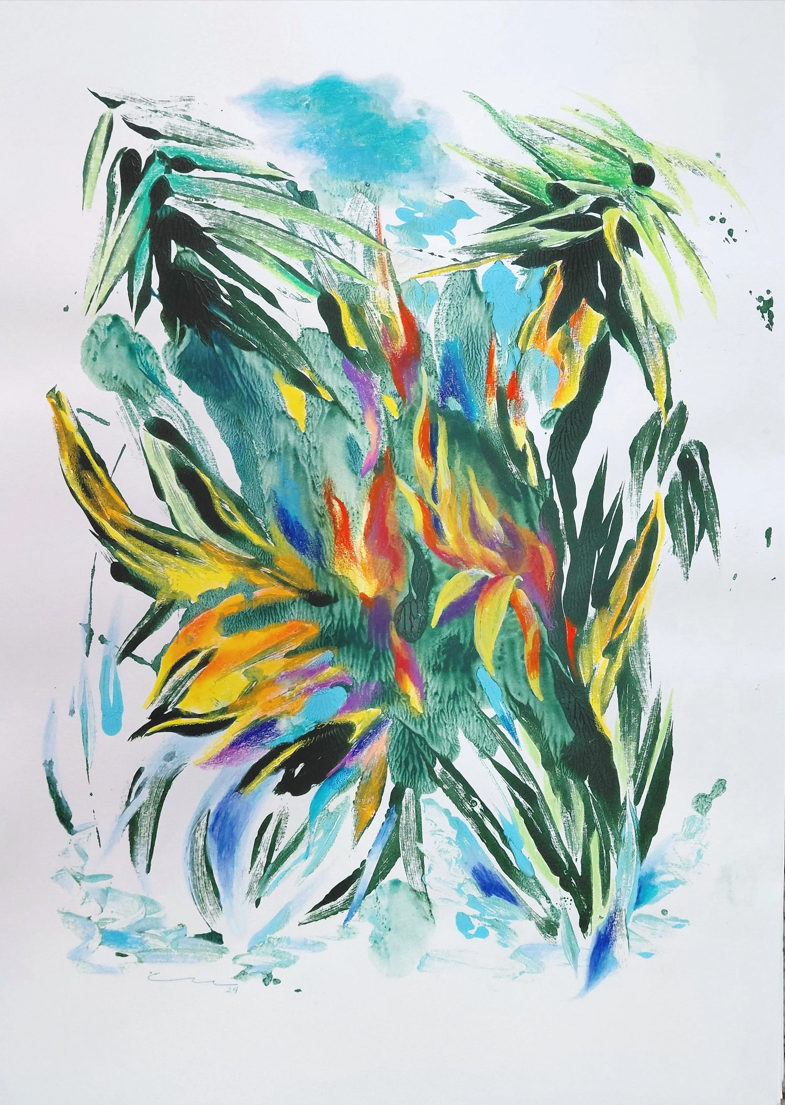 "Série Amazônia Secreta". Desenho 7. Técnica mista sobre papel, 59,5 x 42 cm, 2025. Cláudia Matoos.