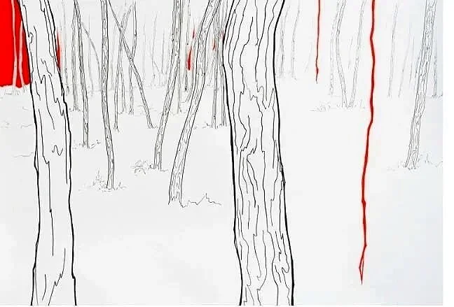 "The Pain". Desenho em técnica mista sobre papel, 29,7 x 42 cm, 2018. Cláudia Matoos.