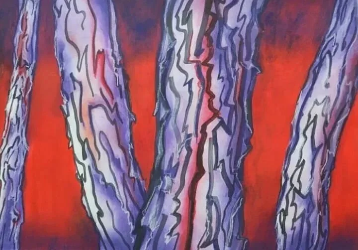 "Red Fractures". Desenho em técnica mista sobre papel, 29,7 x 42 cm, 2018. Cláudia Matoos.