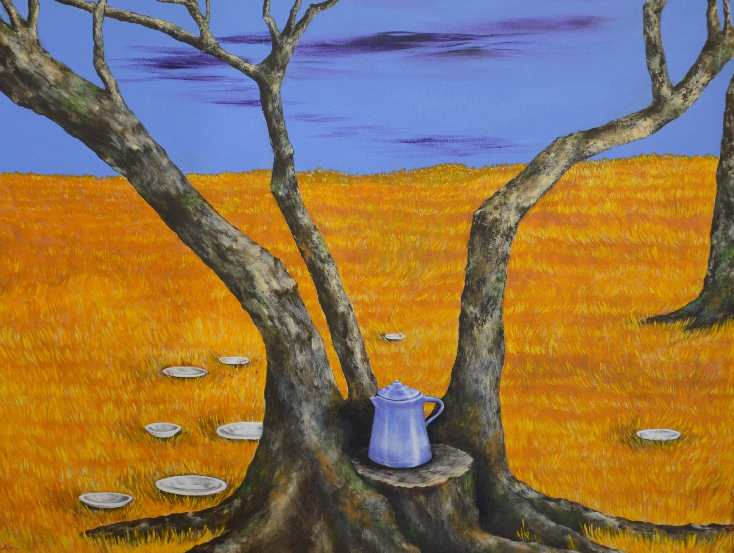 "Vestiges". Pintura acrílica sobre tela, 70 x 90 cm, 2016. Cláudia Matoos.