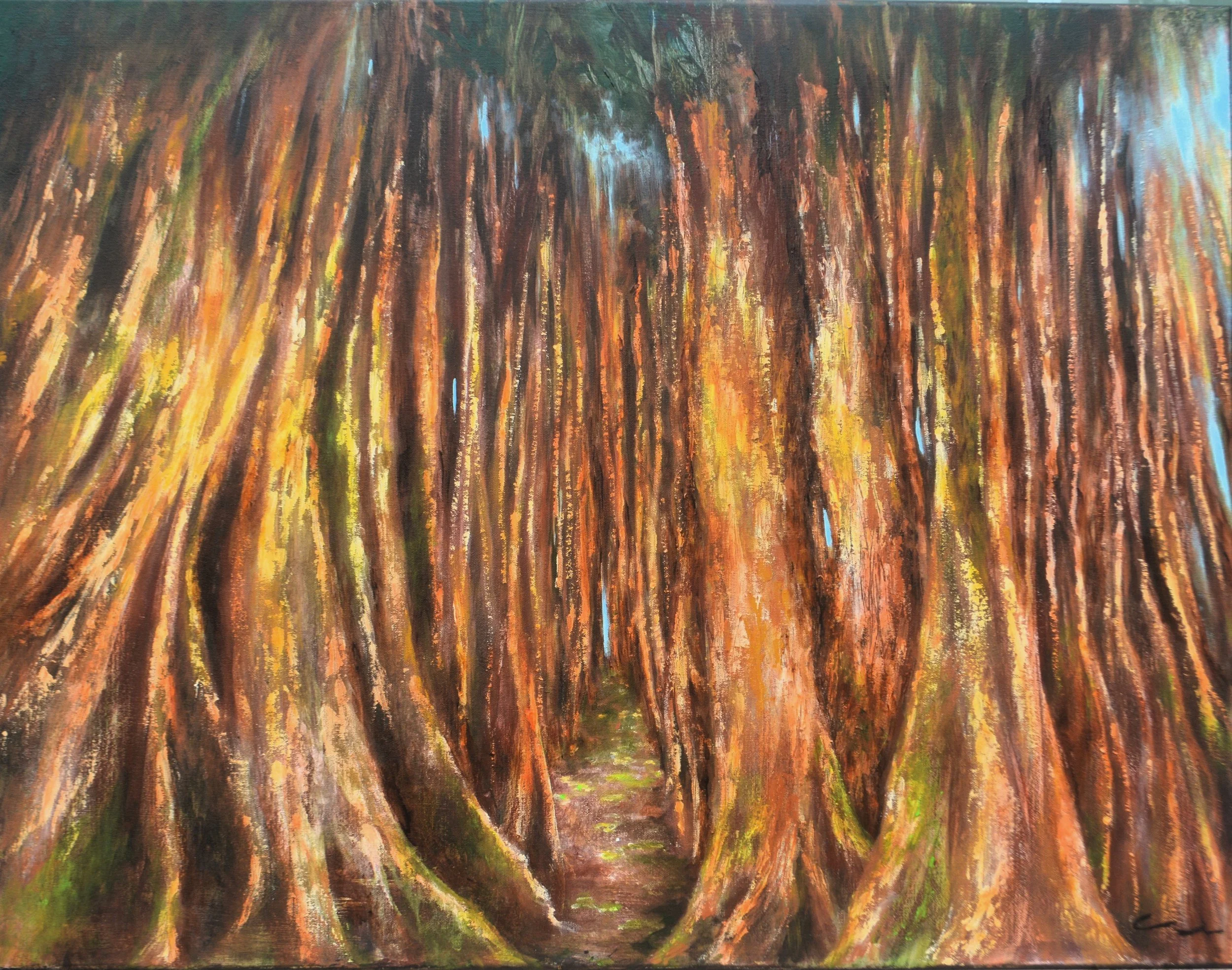 "Vozes da Floresta". Pintura acrílica sobre tela, 70 x 90 cm, 2025. Cláudia Matoos.