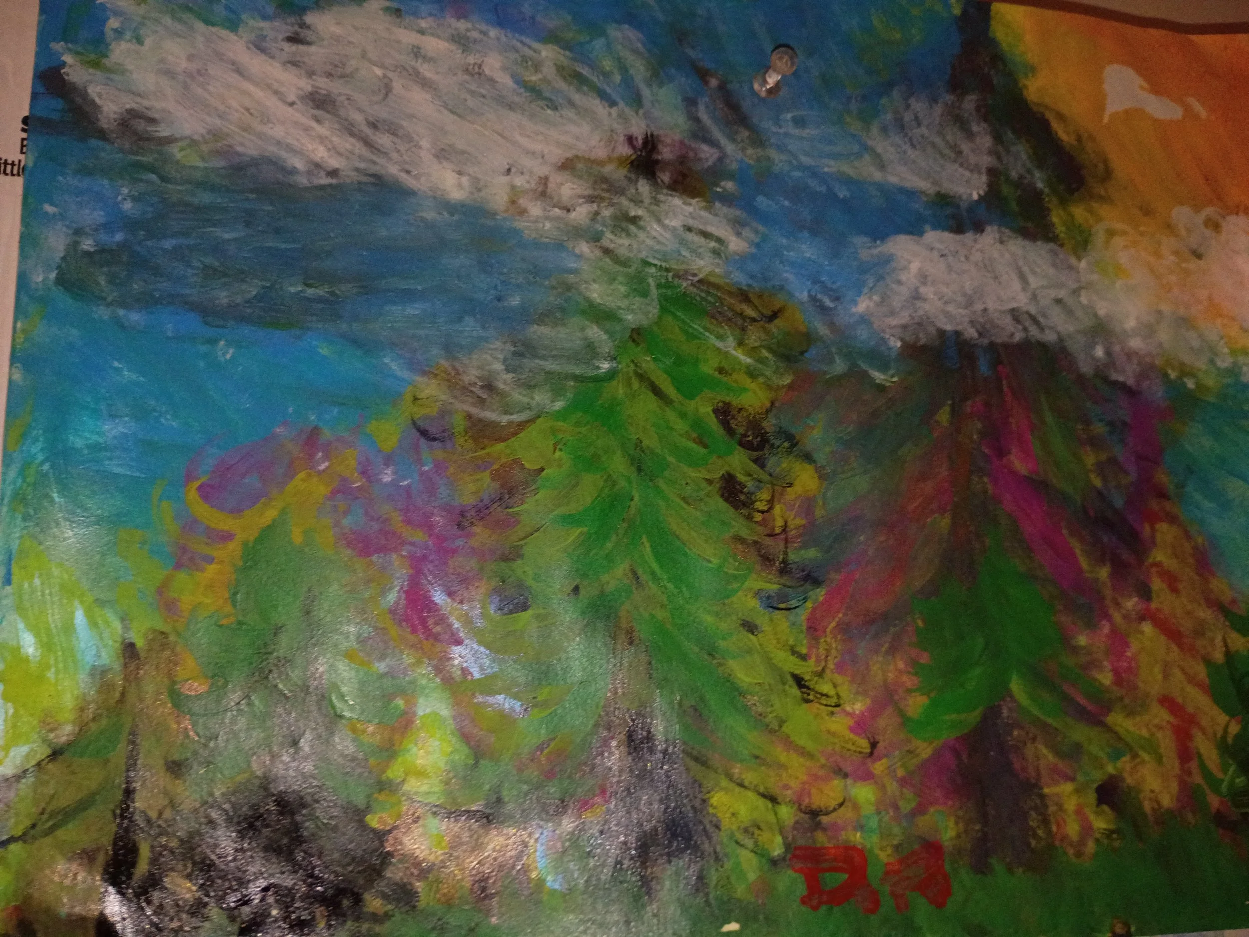 playing with paint, wanting to make an idea of a forest.