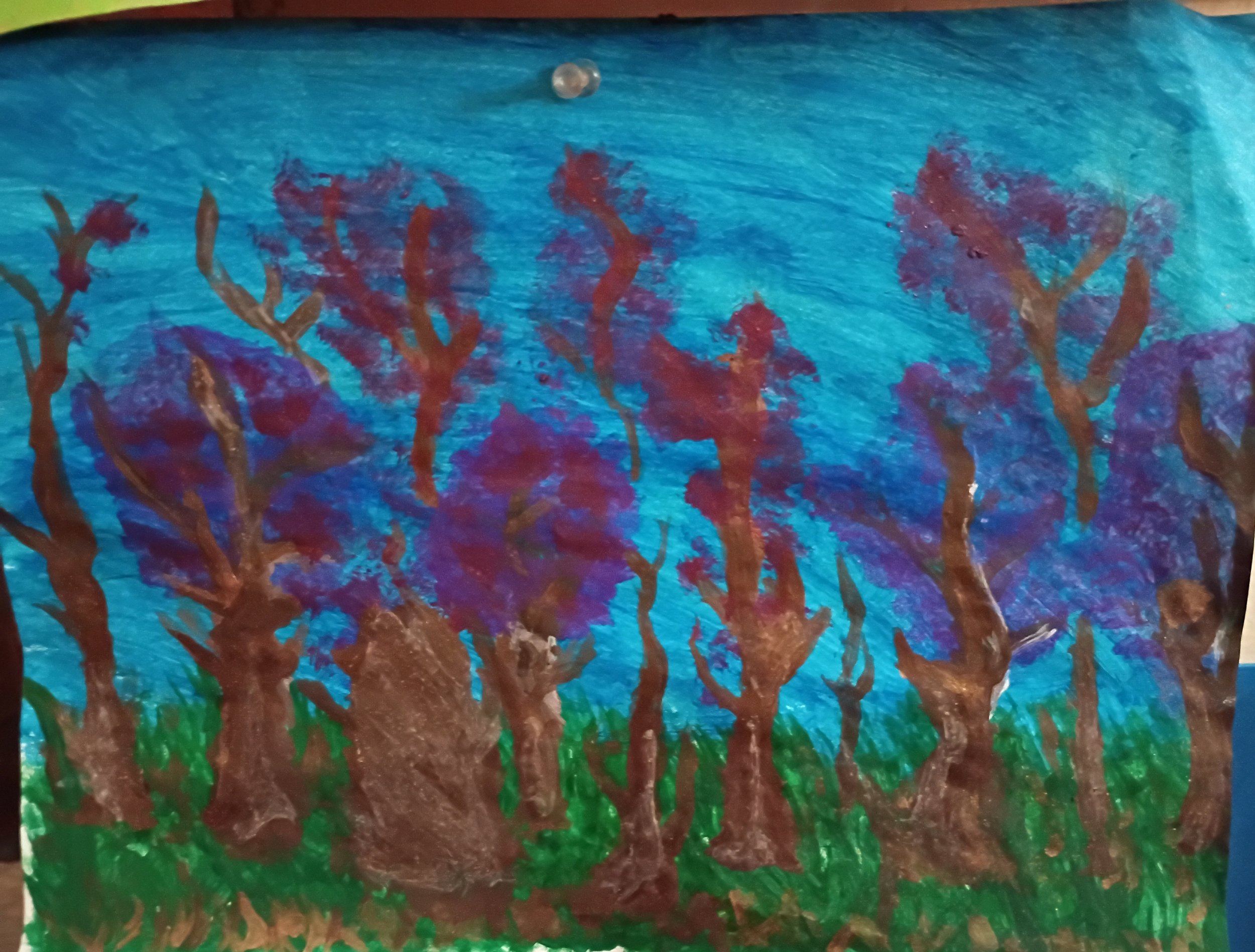 8 Bit Forest-- I wanted to make something that felt like and old video game. This is the background, and I can imagine some protagonist slaying monsters here.