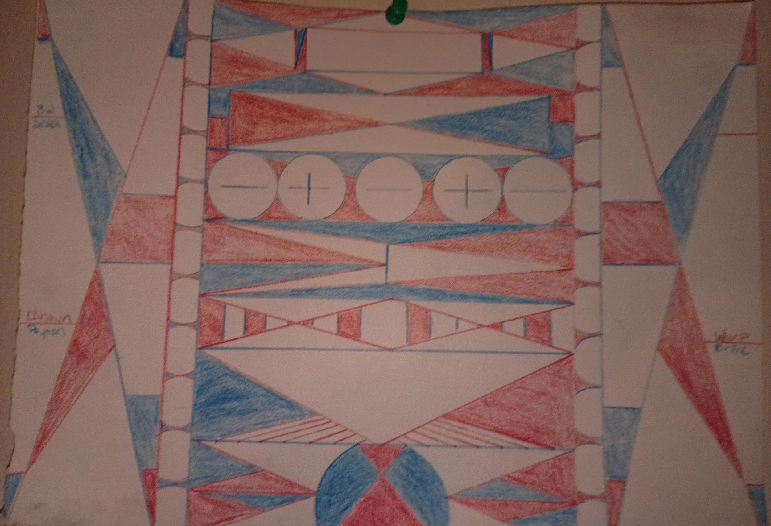 I used to play backgammon and Chinese Checkers when I was a child. This is the board for an imaginary game made from the two. 
