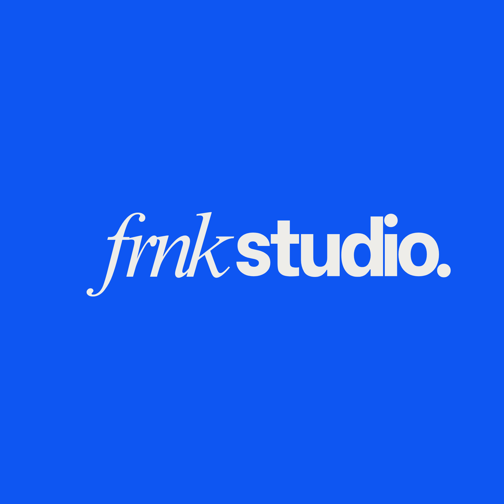 Blue background with white text that says 'frnkstudio.'