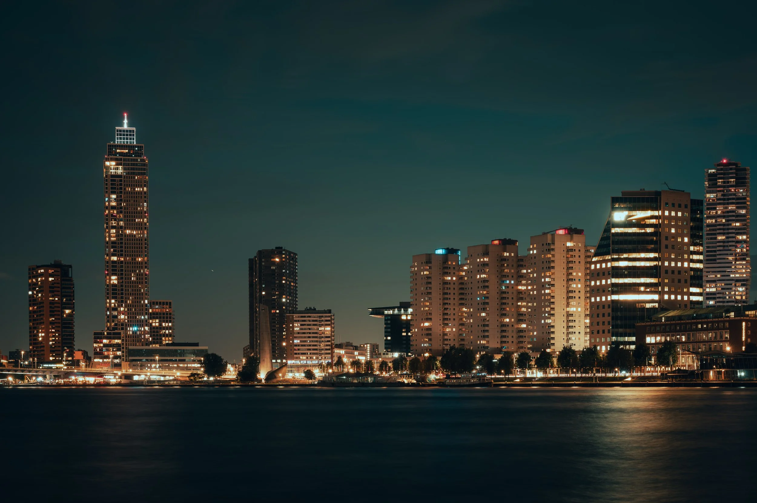 Rotterdam Skyline at Night Fine Art Print
