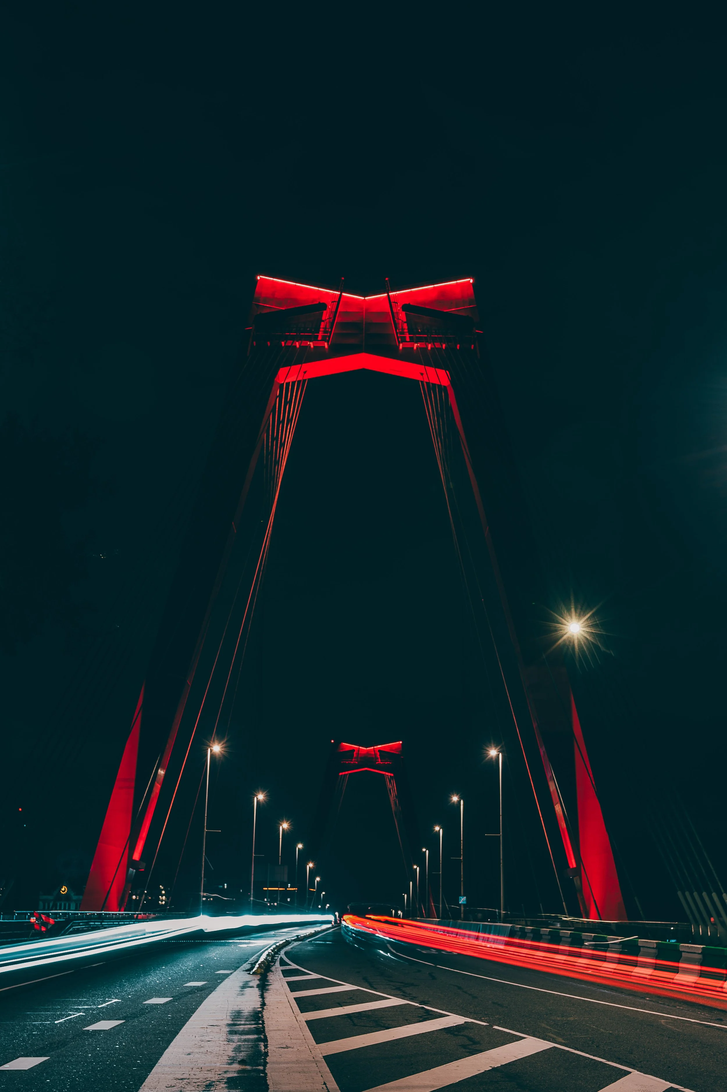 Willemsbrug Bridge Light Trails Rotterdam Fine Art Print
