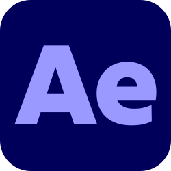 Adobe After Effects logo with a dark blue background and large purple 'Ae' letters
