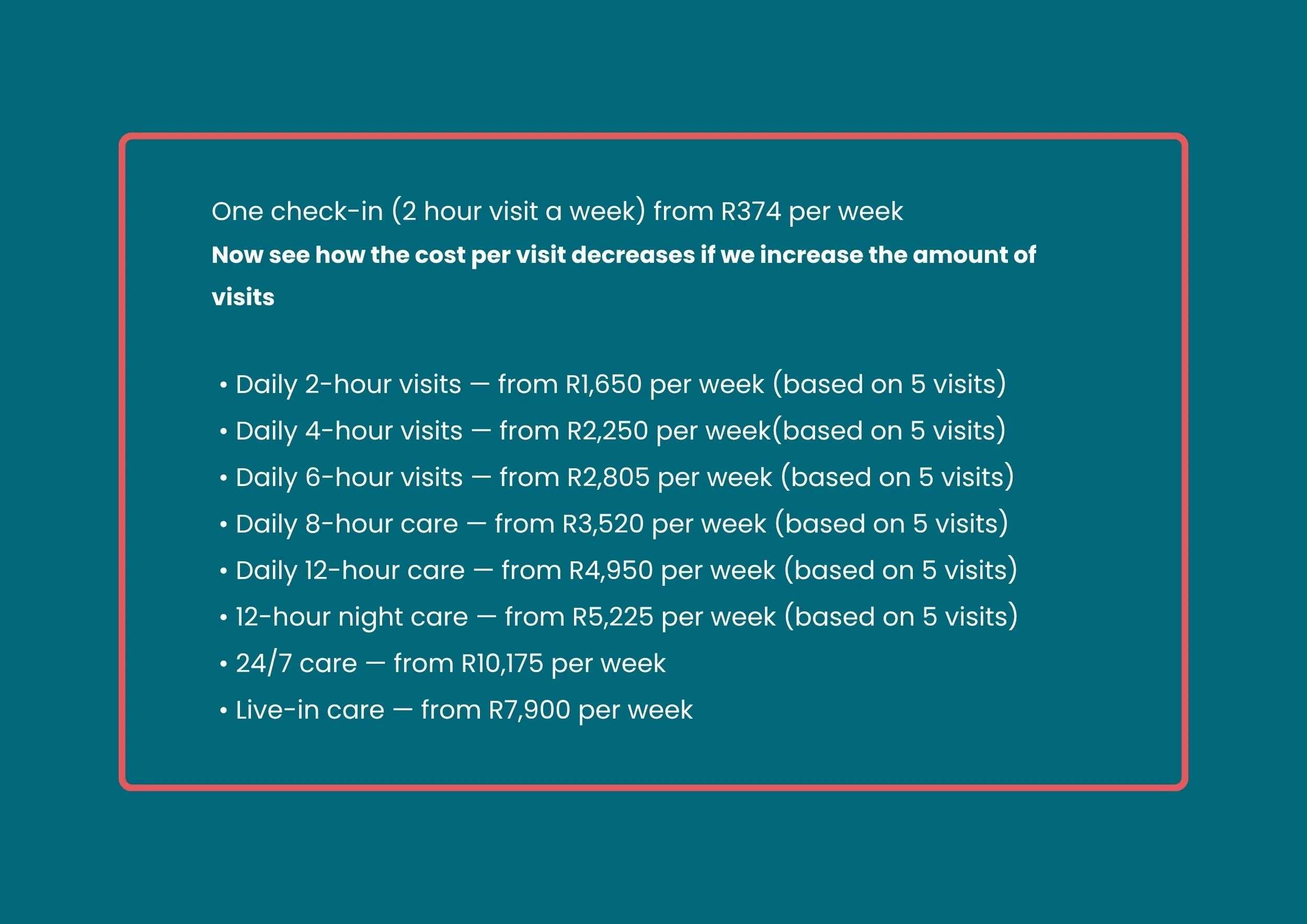 Thrive at Home care visit pricing and support options.