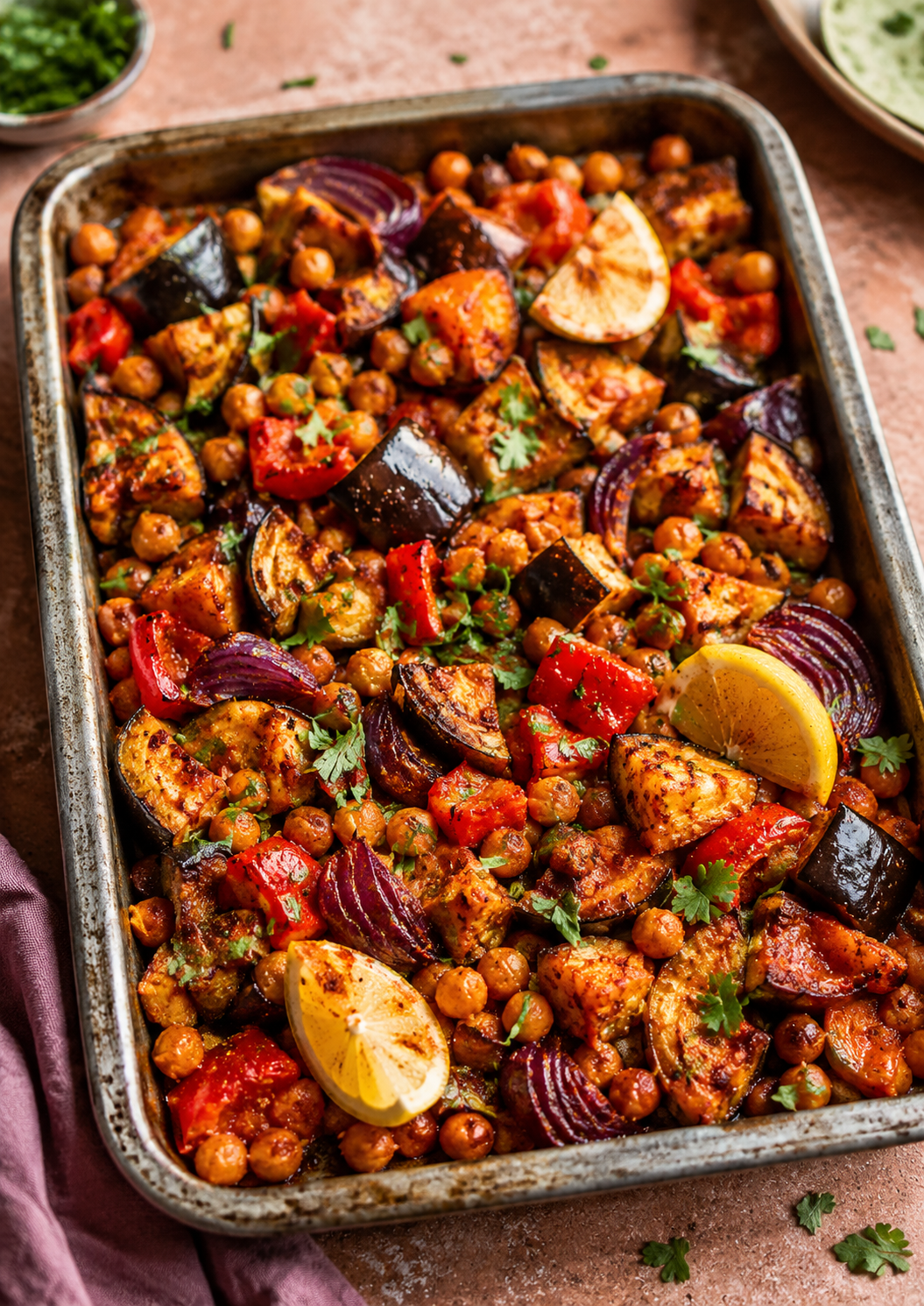 17. Harissa Aubergine & Chickpea Traybake.png