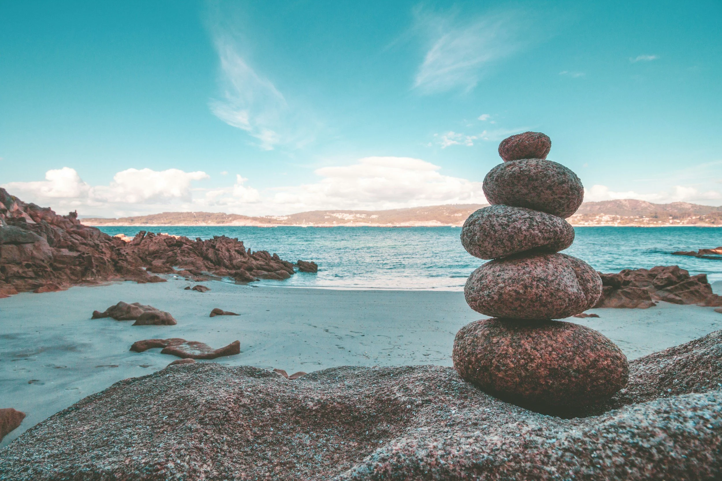 Sea and rocks on top of each other to denote mindfulness
