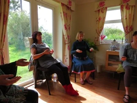 Group in mindfulness meditation retreat with Katarina Tilley