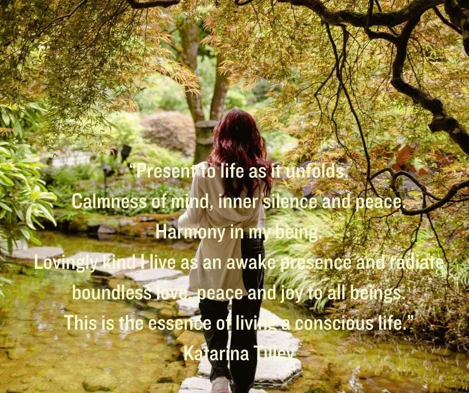 Woman being mindful in nature