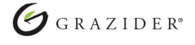 Grazider logo featuring a stylized black and green circular arrow with a check mark, accompanied by the company name Grazider.