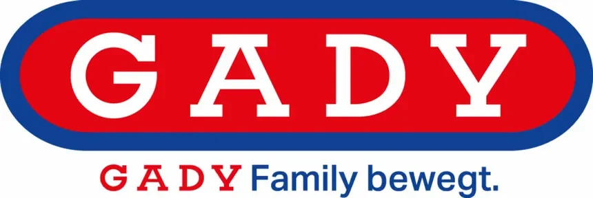 GADY logo with red and blue colors and the tagline "GADY Family bewegt."