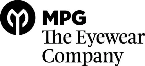 Logo of MPG The Eyewear Company, including a circular emblem and bold text.