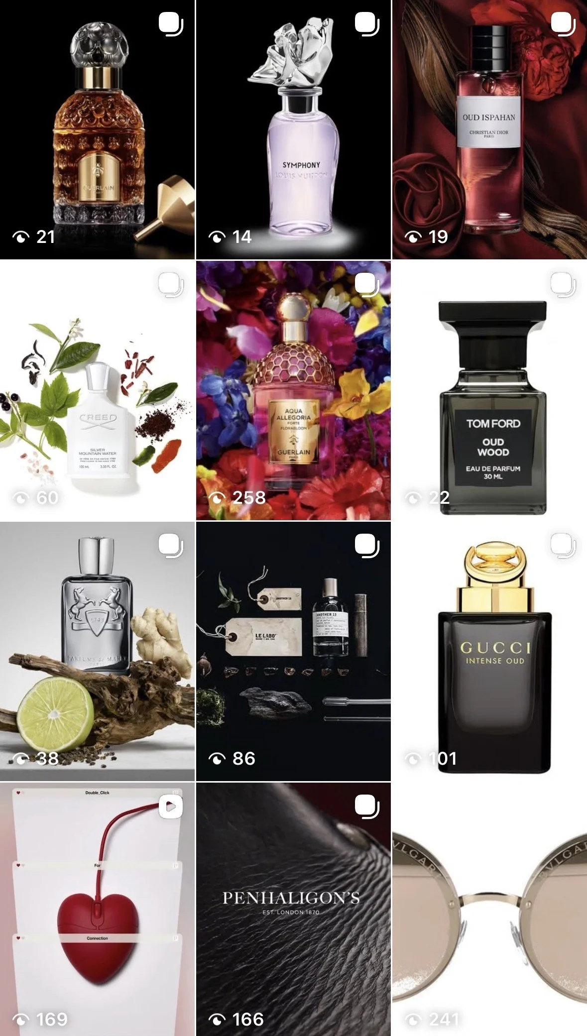 Collage of perfume bottles, a cherry-shaped computer mouse, and a pair of sunglasses.