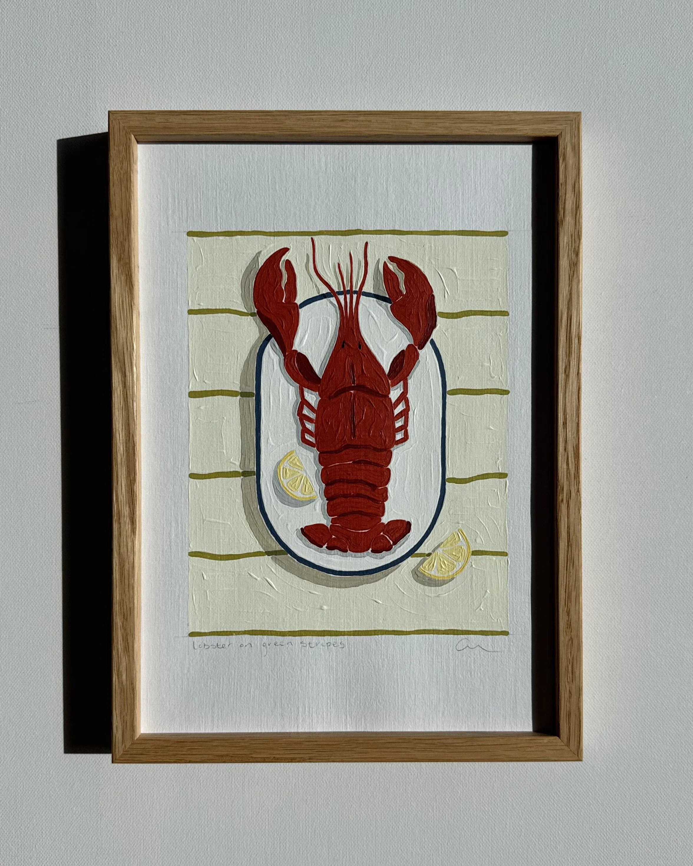 lobster on green stripes