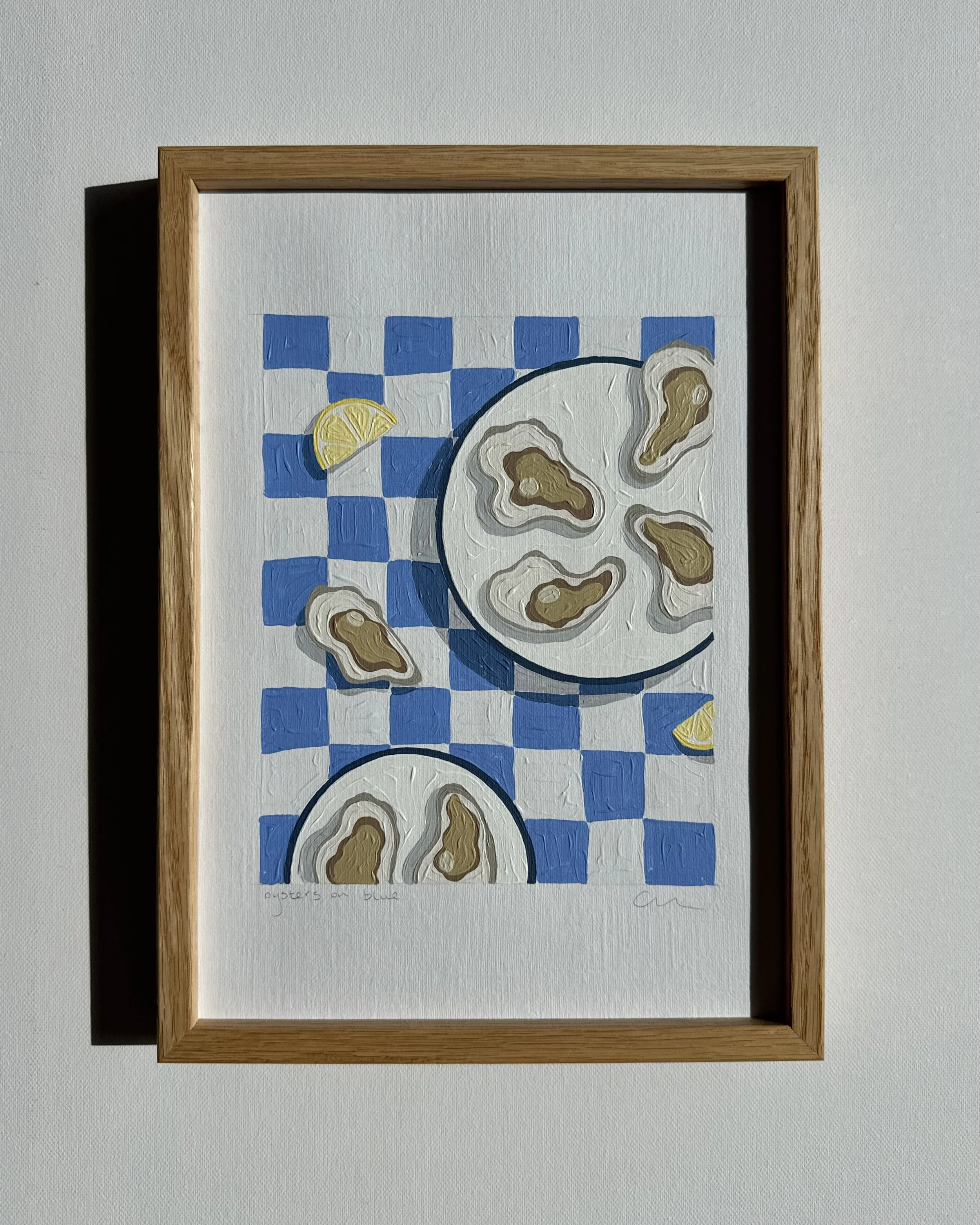 oysters on blue