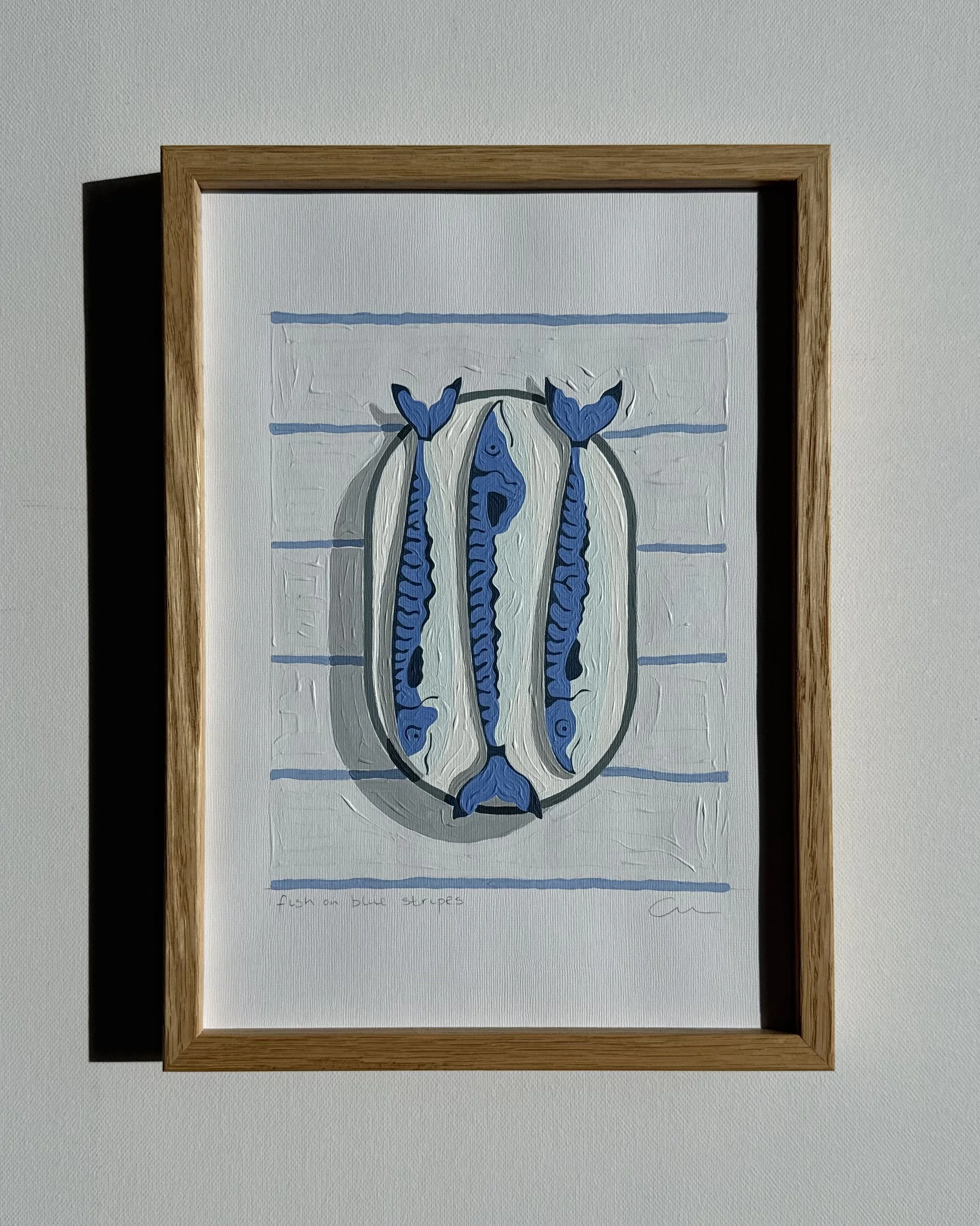 fish on blue stripes