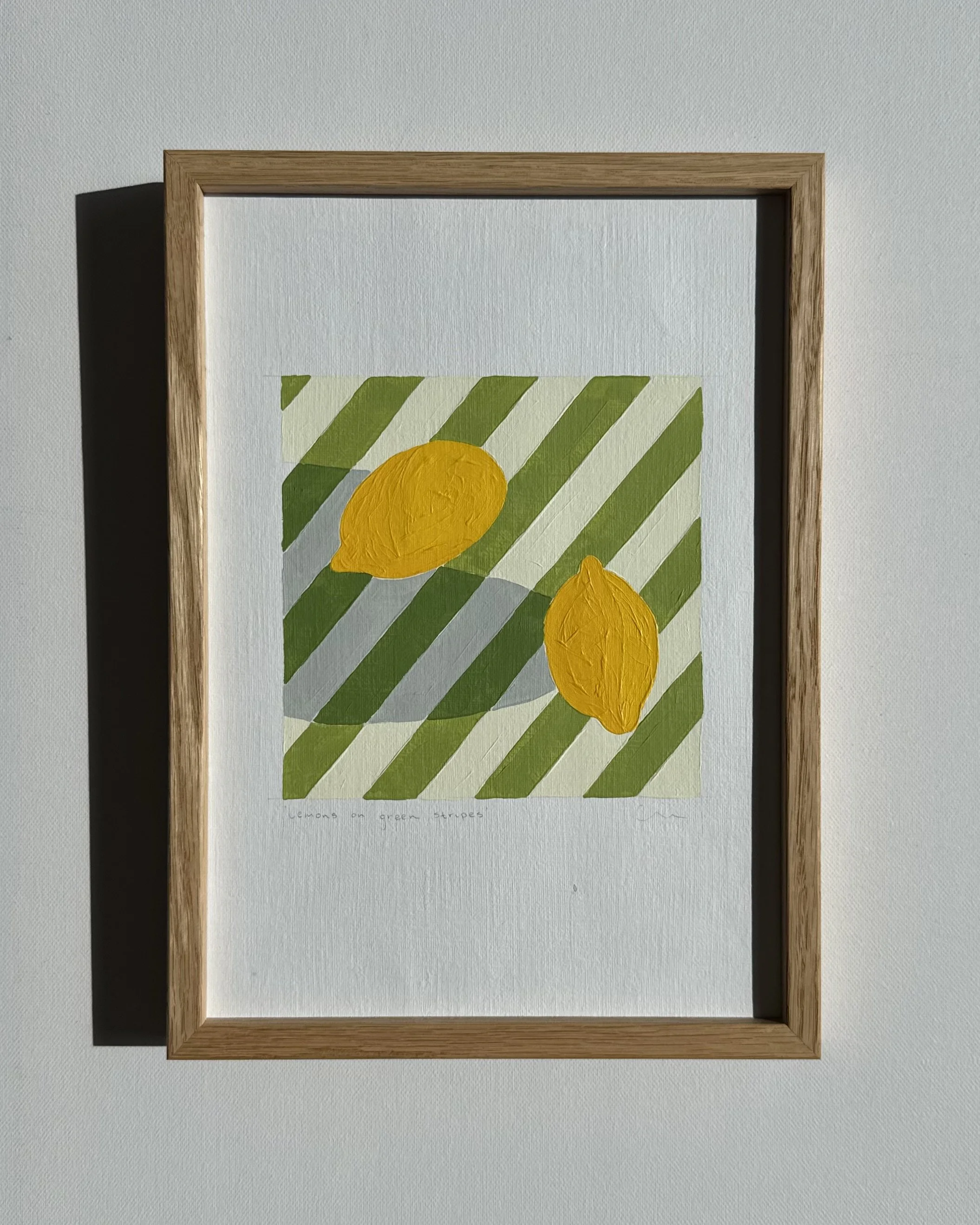 lemons on green stripes