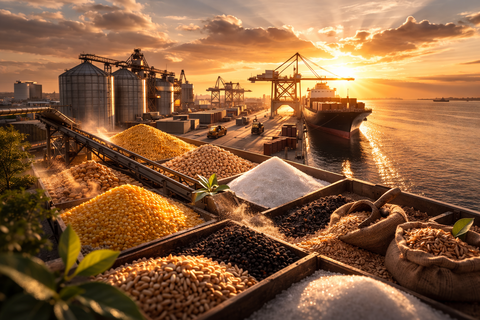 Global trade infrastructure and grain exports for the Calyx Softs Principal Partner partnership tier