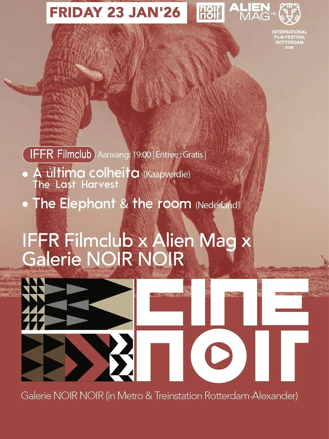 𝑻𝒉𝒆 𝑬𝒍𝒆𝒑𝒉𝒂𝒏𝒕 &amp; 𝑻𝒉𝒆 𝑹𝒐𝒐𝒎 will be screened at the IFFR Film Club on the 23rd of January at @galerienoirnoir.

Best thanks to @iffr again and again for their support for 2 years in a raw for 𝑻𝒉𝒆 𝑬𝒍𝒆𝒑𝒉𝒂𝒏𝒕 &amp; 𝑻𝒉𝒆 𝑹?