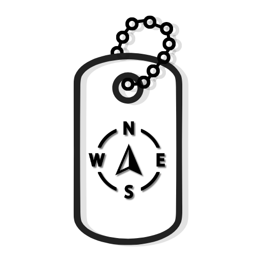 Dog tag icon with a compass — The Scouts