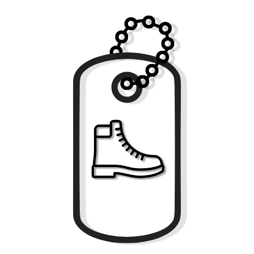 Dog tag icon with a boot — The Veterans