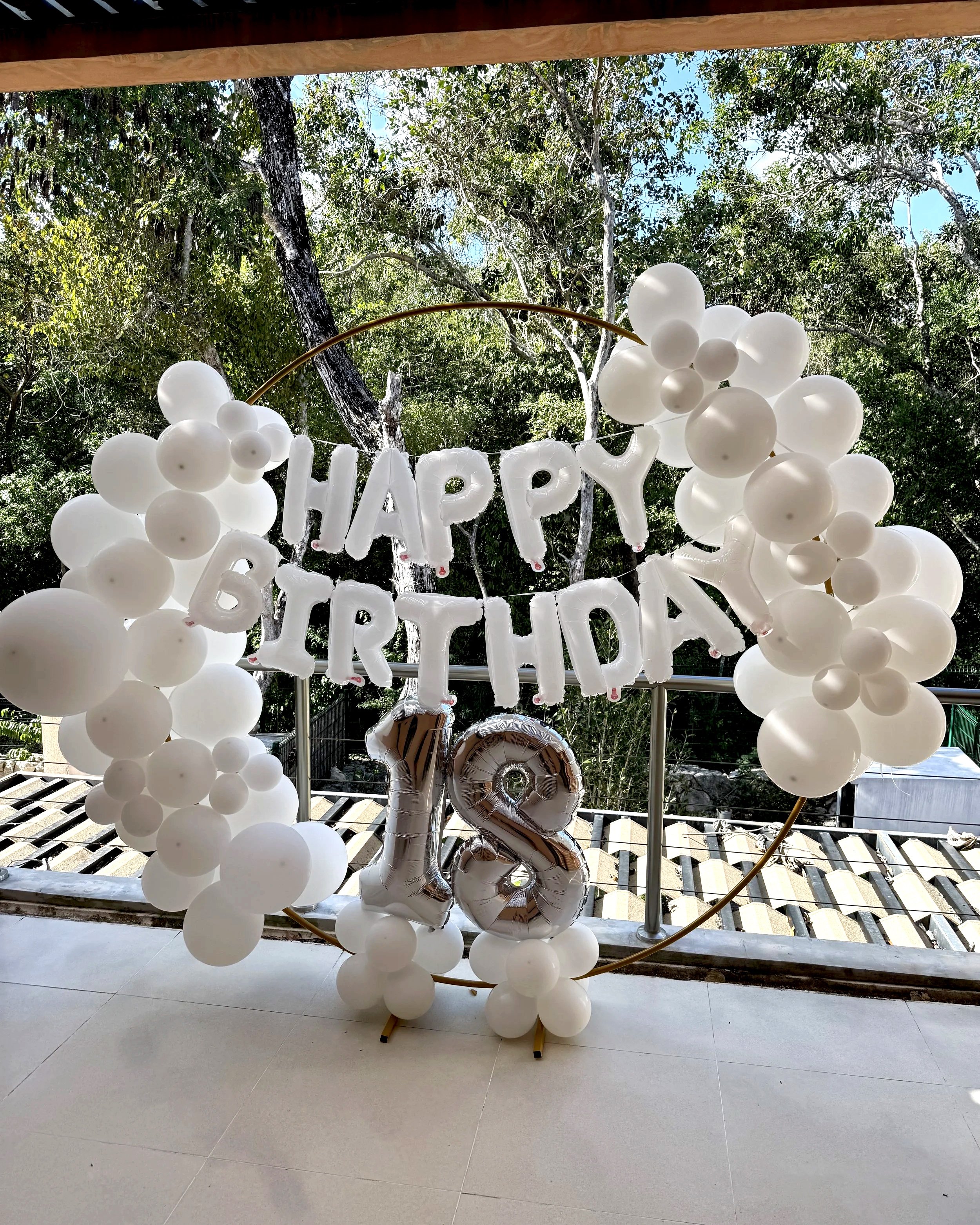 White balloon arch with 