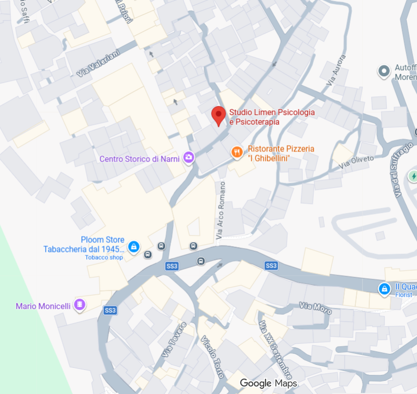 Google Maps di Narni che mostra dove si trova Studio Limen Psicologia e Psicoterapia.