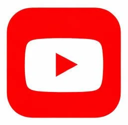 YouTube logo with a red background and white play button.