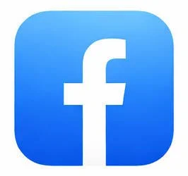 Facebook logo with white lowercase 'f' on a blue background