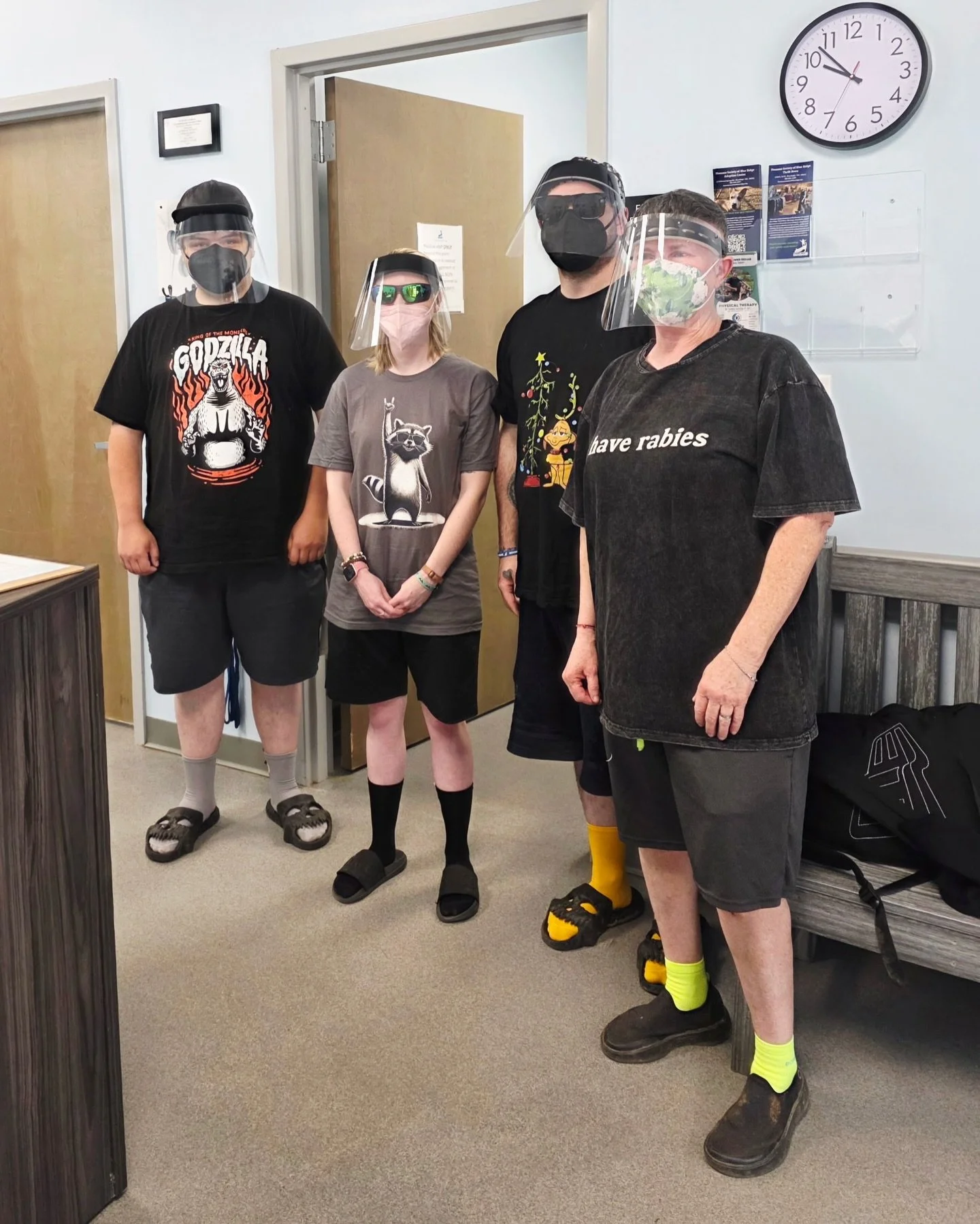 "WILL THE REAL DR. JACKSON PLEASE STAND UP?!"

Happy April Fools! 

Our surgical team surprised Dr. Jackson by showing up for work today wearing her iconic basketball shorts, oversized shirts &amp; faceguard .. they even all wore matching s