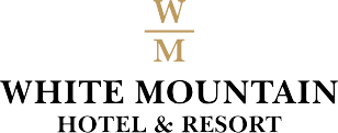 Logo for White Mountain Hotel & Resort with a stylized mountain symbol