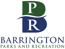 Logo of Barrington Parks and Recreation with initials P and R in green and blue, and the organization name below.