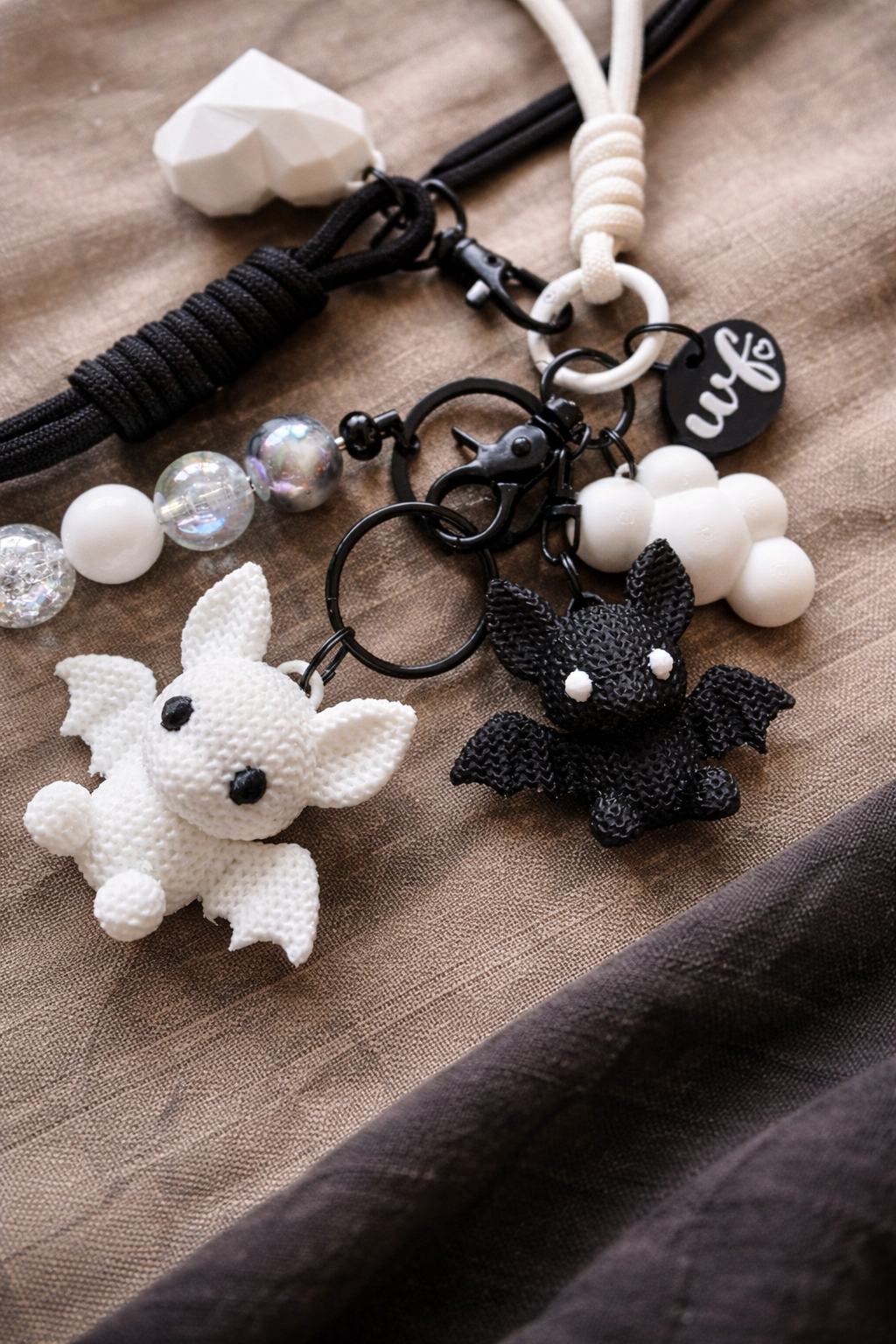 B&W Bat Bag Charm