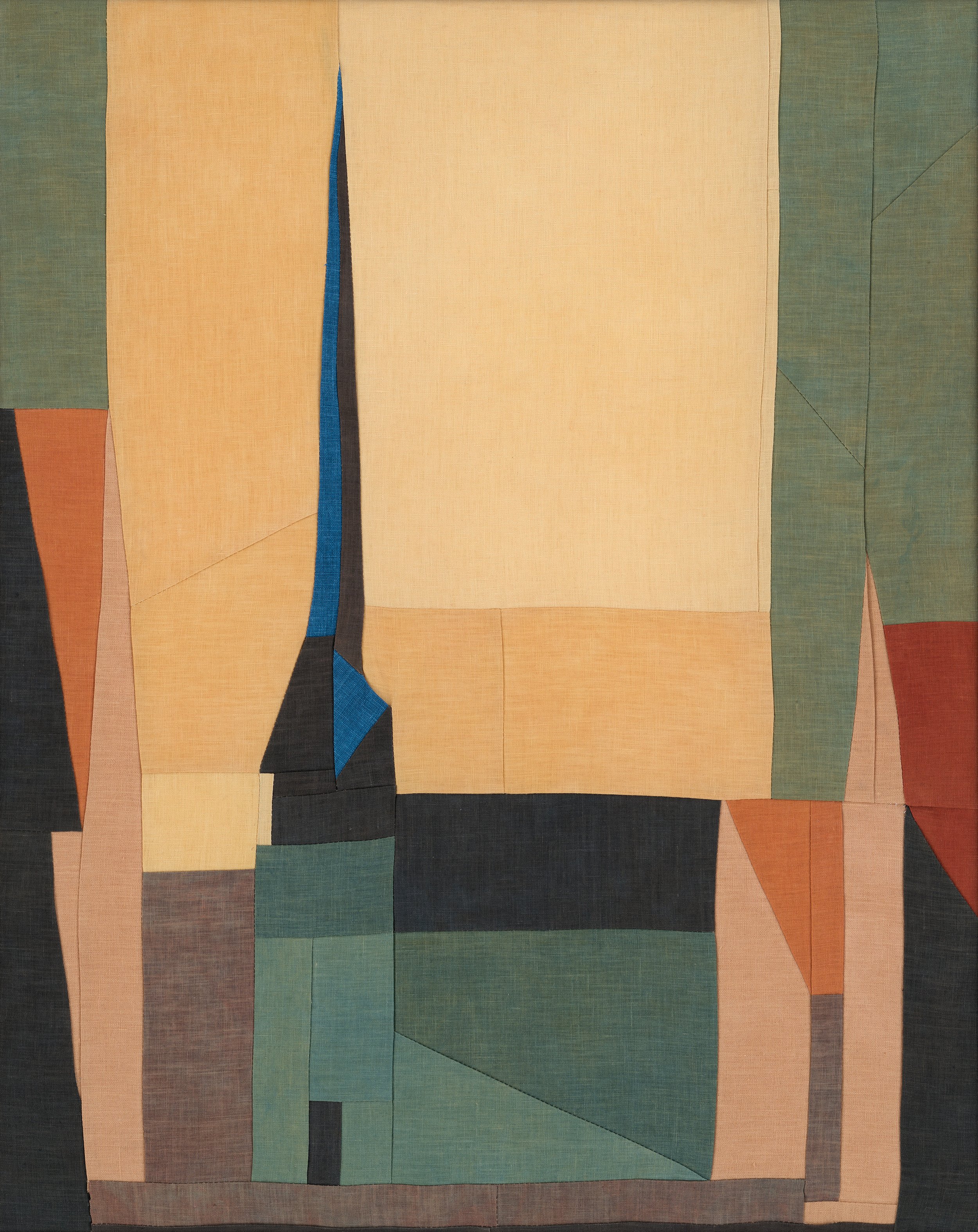 "Homage to Lyonel Feininger" 2026, linen and hemp, 24x30