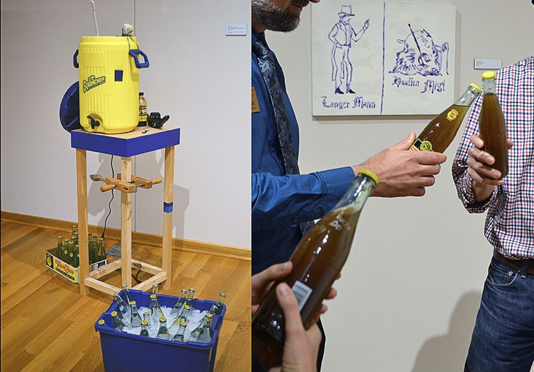 DO THEY OWE US A LIVING
Batch brewed and bottled worm tea, ice, Squincher™️, and ink on panel
2014