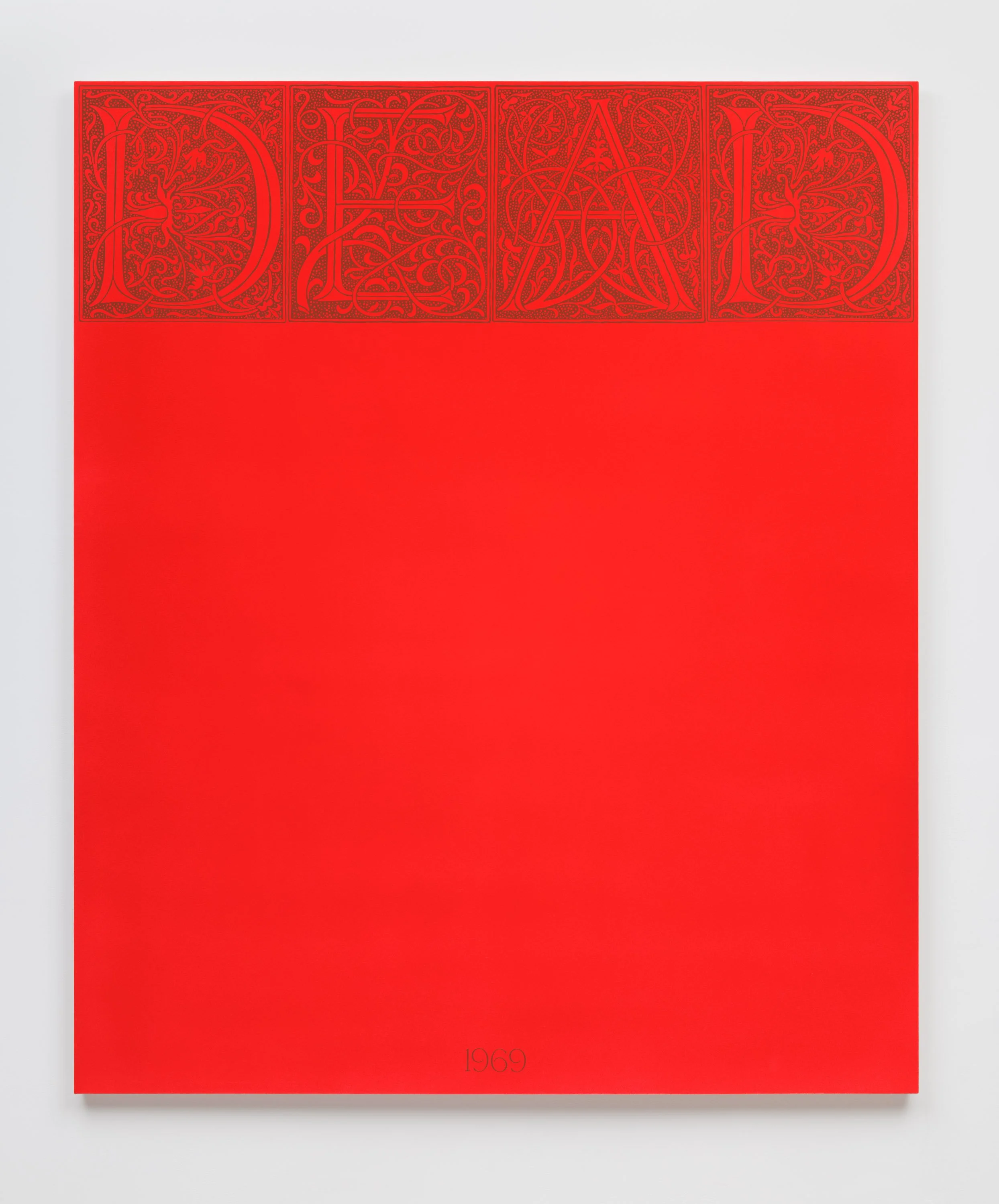 A red book cover with intricate black designs and the word "DADA" at the top, with the year "1969" at the bottom.