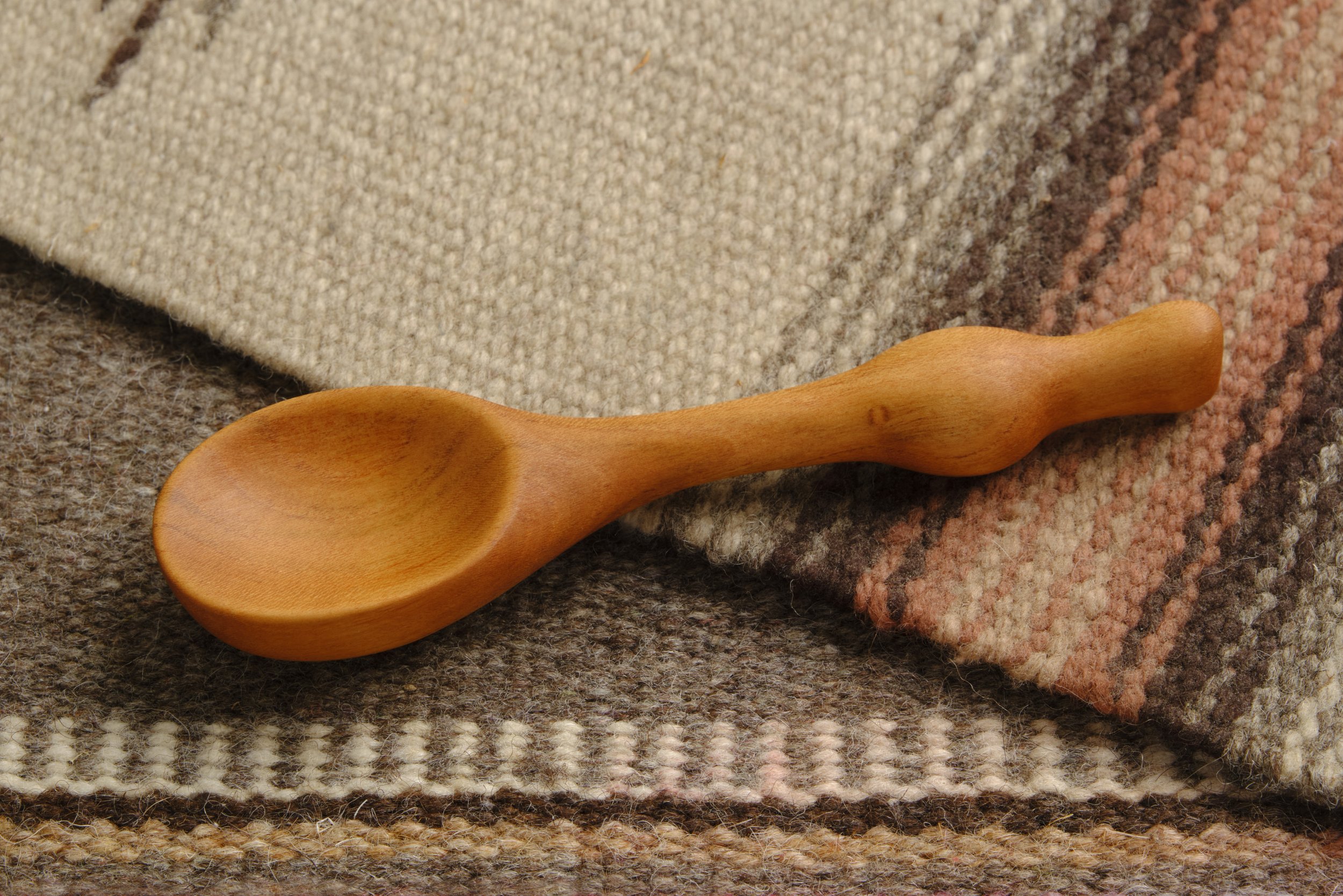 Hand-carved small wooden medicine spoon - Cherry