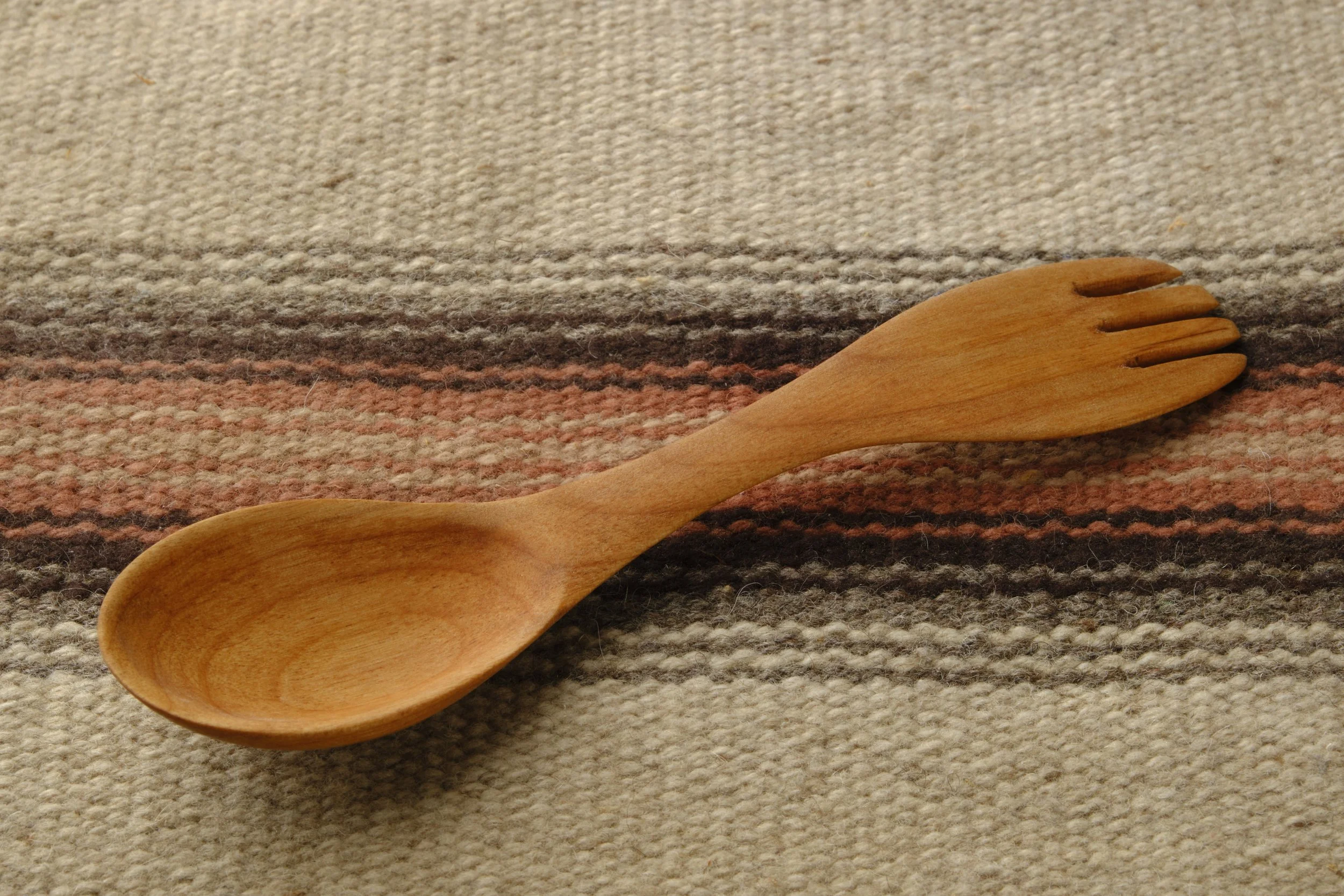 Hand-carved wooden spork - Maple