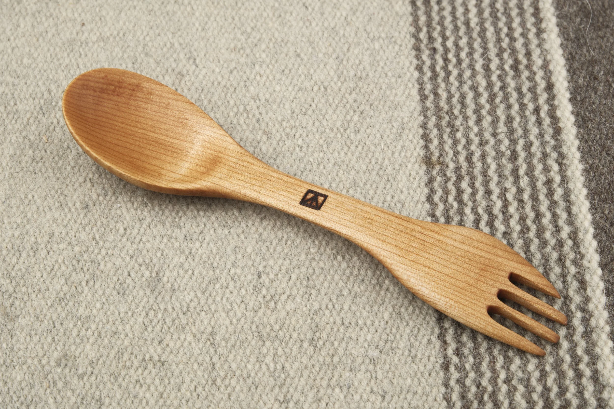 Hand-carved wooden spork