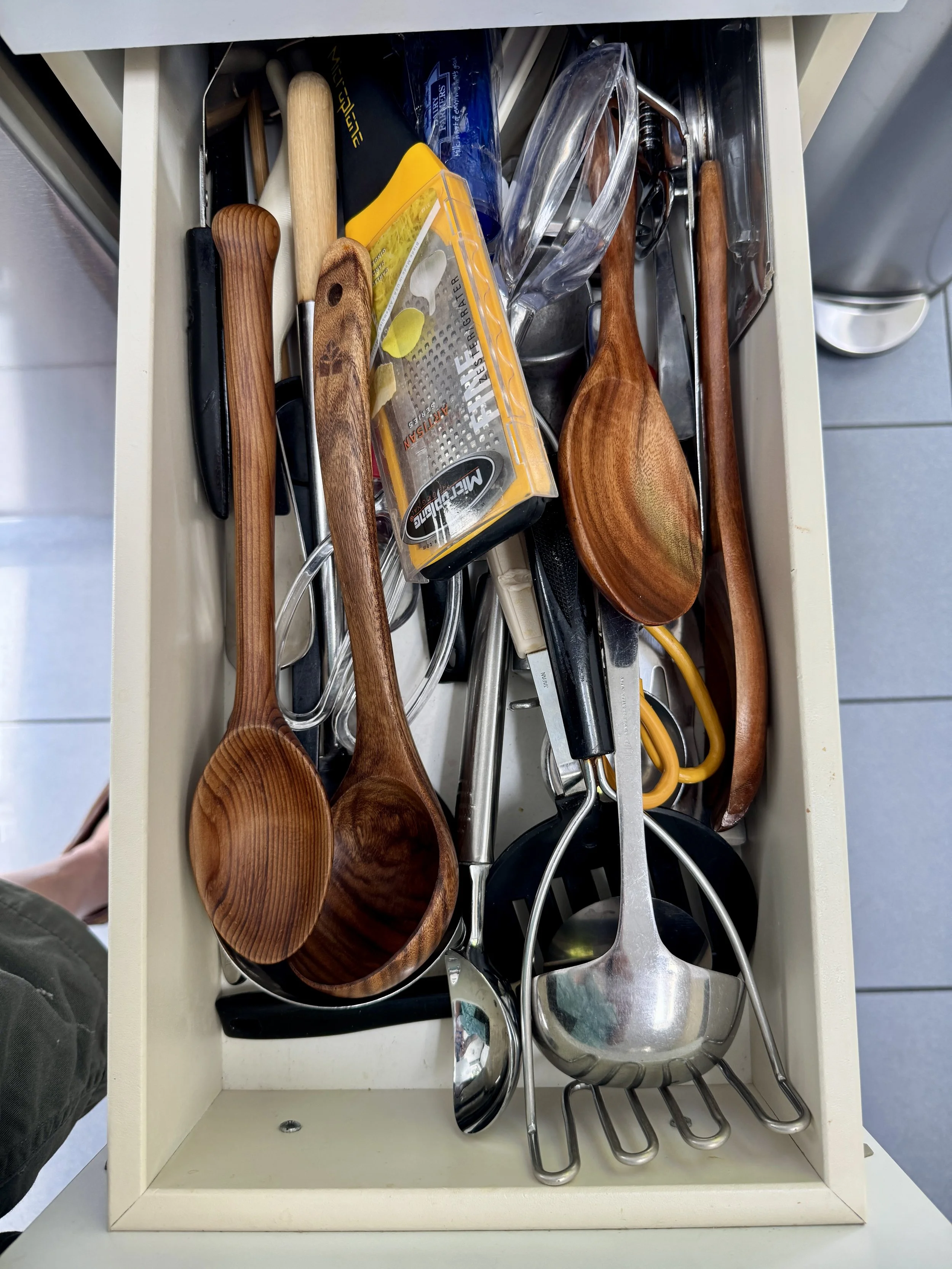 wood spoons in kitchen