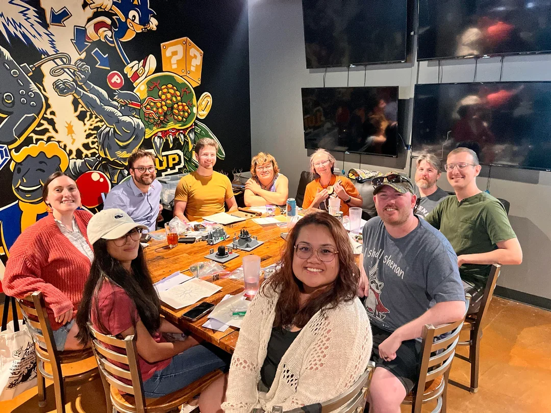 Triangle Quest House group photo after a Call of Cthulhu D&D session at a Raleigh gaming lounge